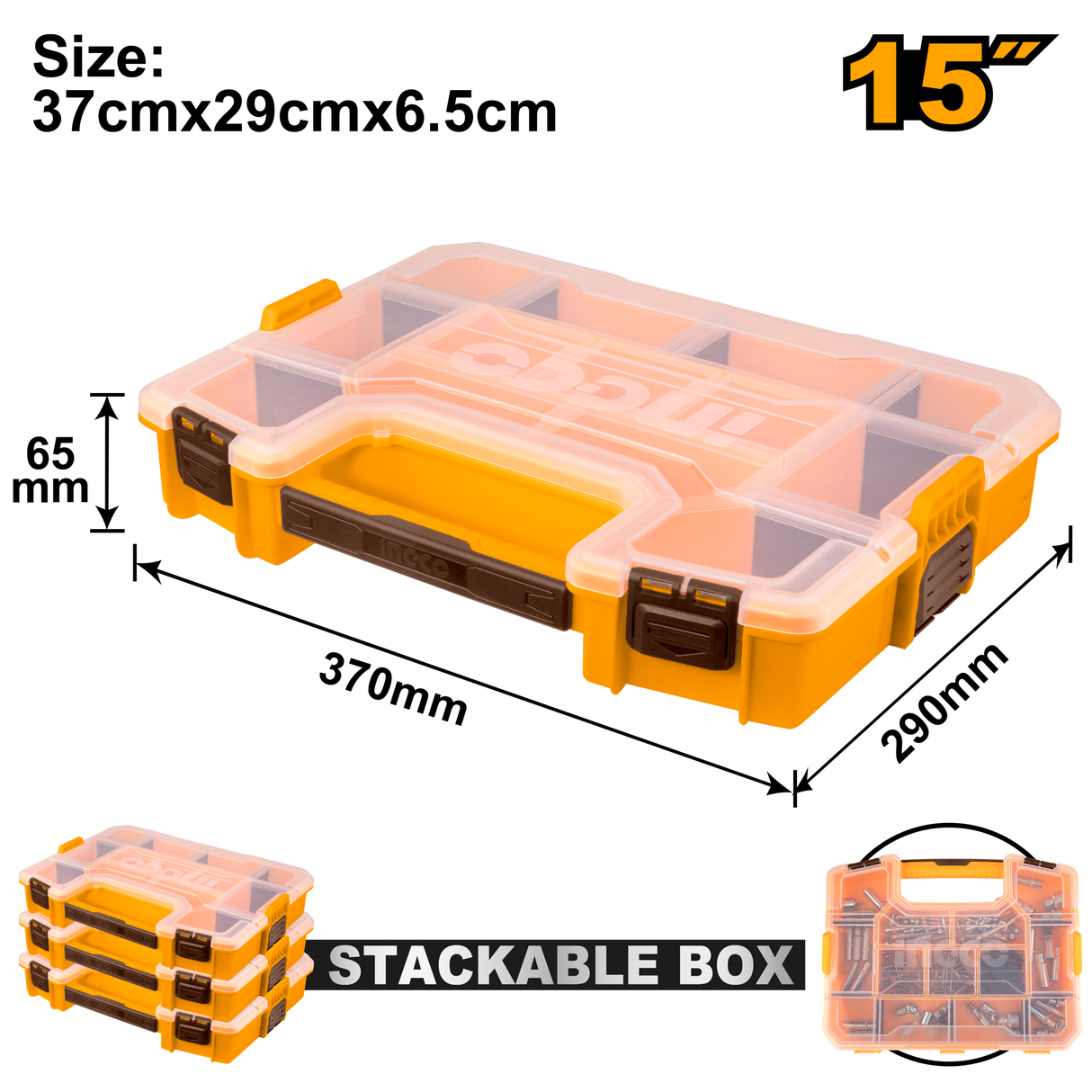 15inches Plastic Stackable Screw Box Organizer 370 x 290 x 65mm PBX1511 ING-TS
