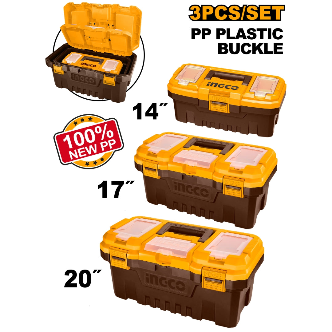 Ing Collection Box 3pcs Plastic Tool Box Set with Removable Tray PBXK0301 / PBXK0302 ING ...