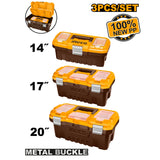 3pcs Plastic Tool Box Set with Removable Tray PBXK0301 / PBXK0302 ING-TS