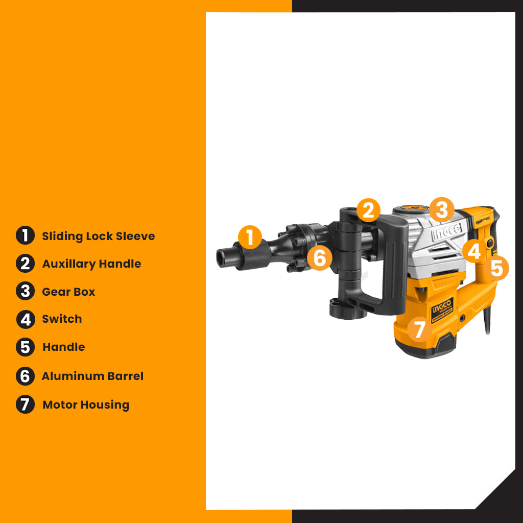 Industrial Demolition Breaker Hammer 1300W PDB13008