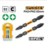 Impact Screwdriver Bits PH1,25mm to PH2+SL6,65mm Sold Per Set ING-AC