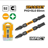 Impact Screwdriver Bits PH1,25mm to PH2+SL6,65mm Sold Per Set ING-AC