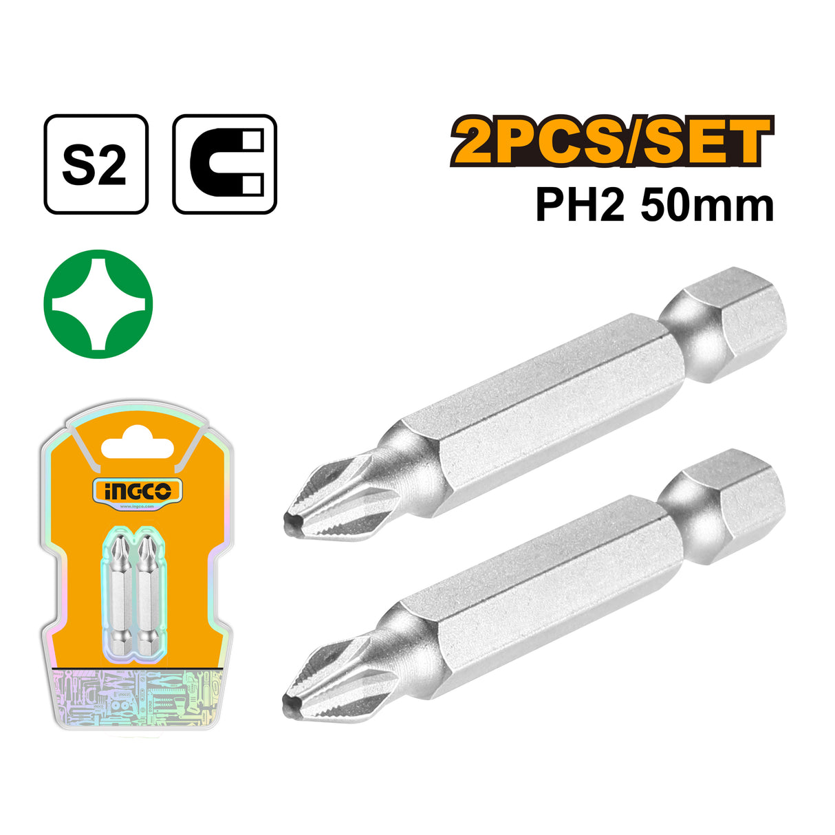 50mm(2pcs) S2/PH2 Magnetic Screwdriver Bits SDB61PH502