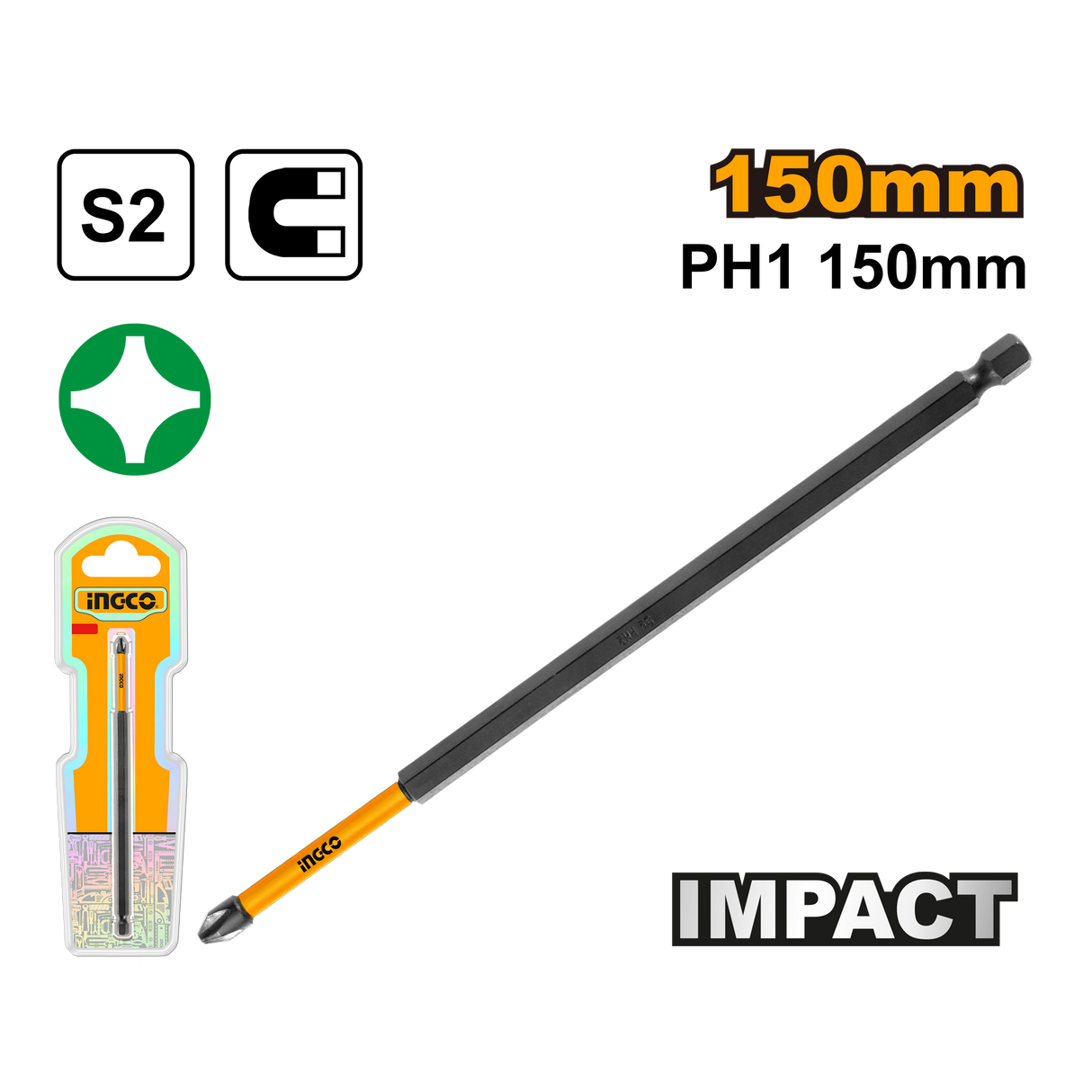 S2 Industrial Steel Impact Screwdriver Bits Set ING-AC