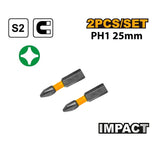 Impact Screwdriver Bits PH1,25mm to PH2+SL6,65mm Sold Per Set ING-AC