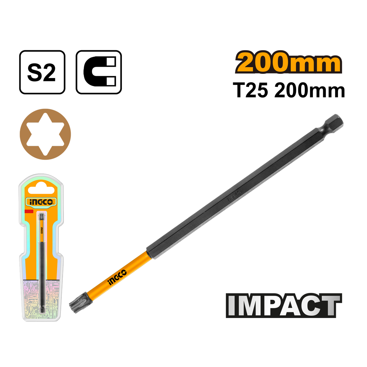 ingco s2 industrial steel impact screwdriver bits set ing-ac product photo