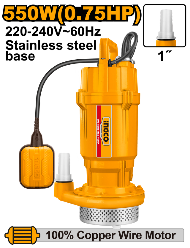 INGCO Submersible Water Pump 550W 0.75HP