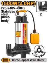 Ingco Sewage Submersible Water Pump 1500W 2HP Max Head 14.5m SPDB15008-5