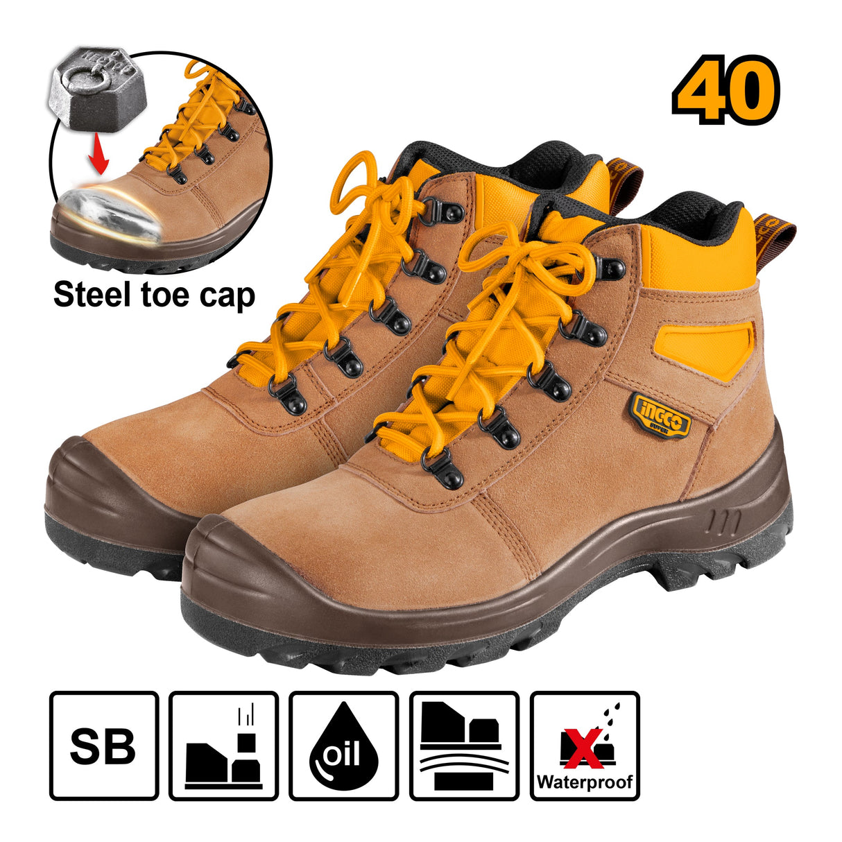 Ingco Safety Boots Size: 40 SSH02SB.40