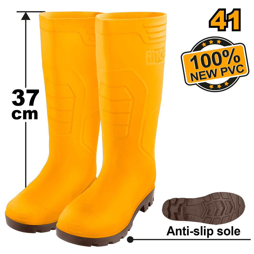 Ingco Rain Boots 100% New Virgin PVC / Nitrile with Anti-Slip Sole SSH092L.41