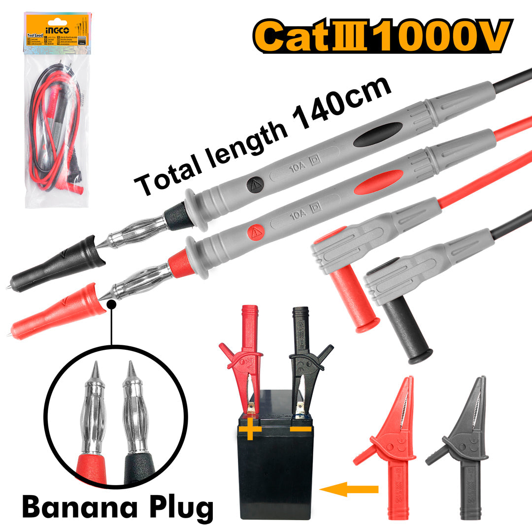 Ingco Test Line Lead Probe and Alligator Clips Set TL31432