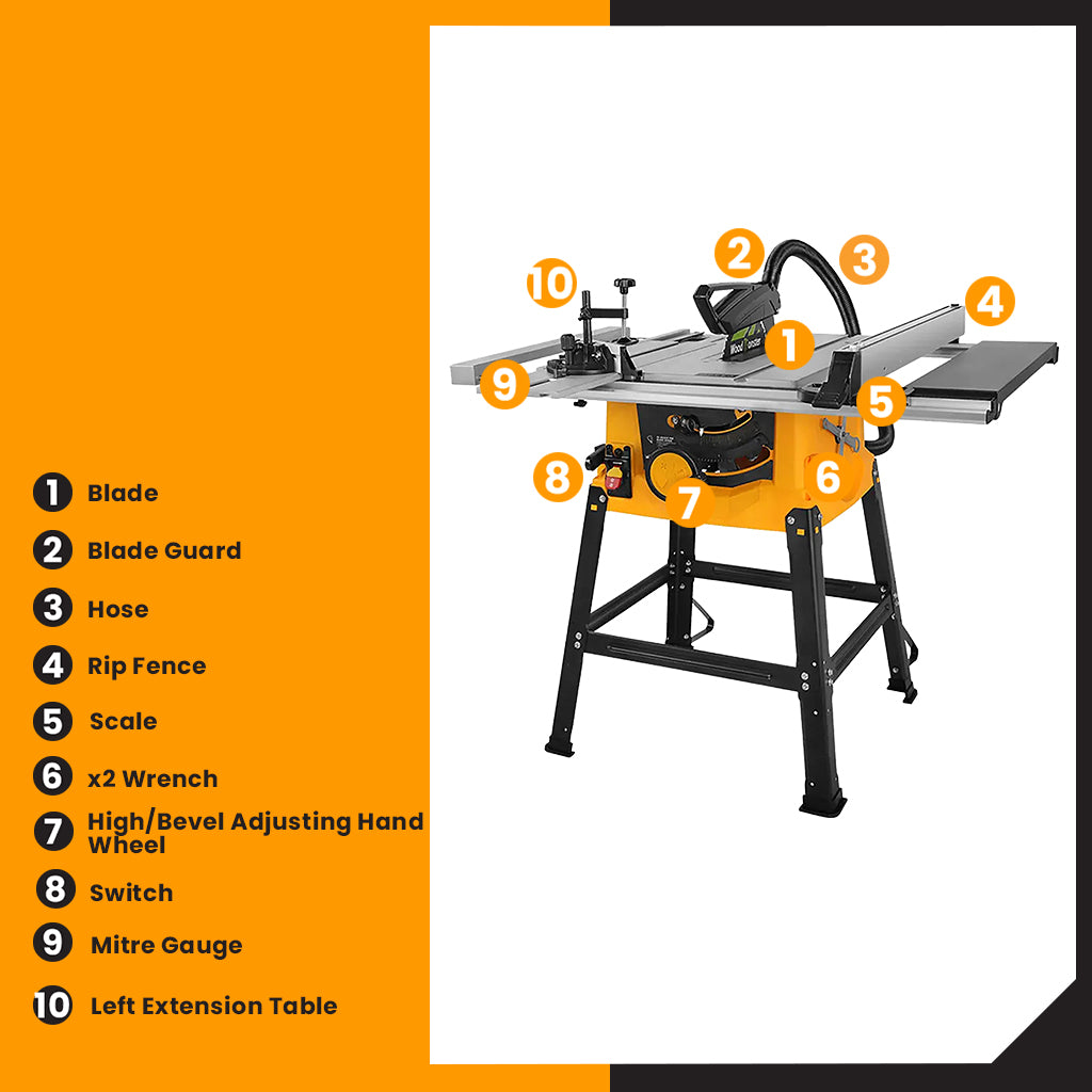 Extendable Table Saw 1850W 254mm Blade TS18502