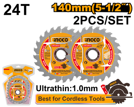 INGCO 140mm ultra-thin TCT saw blade for wood cutting