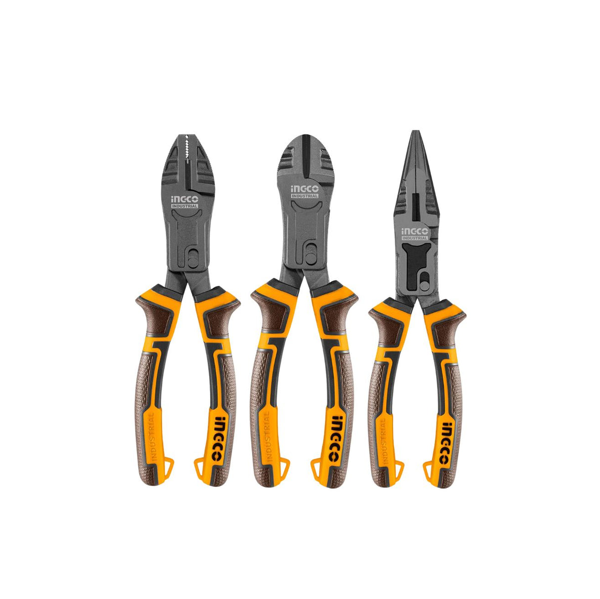 ingco 3pcs/set compound action pliers with tpr 3-color handle hkcps5831 ing-ht product photo