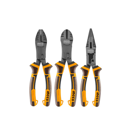ingco 3pcs/set compound action pliers with tpr 3-color handle hkcps5831 ing-ht product photo