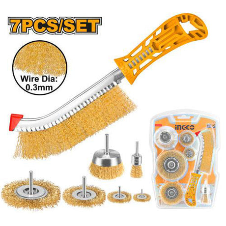 Ingco 7 Pcs Wire Cup & Wire Wheels Brush Set WB10071 - Winland Depot