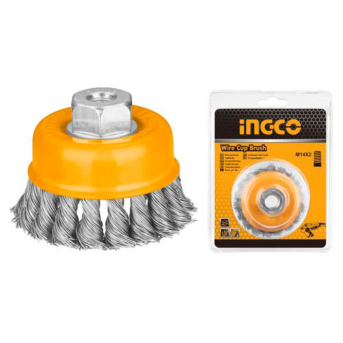 Ingco Cup Brush Twisted Wire with Nut 75mm M10 x 1.5 WB20752