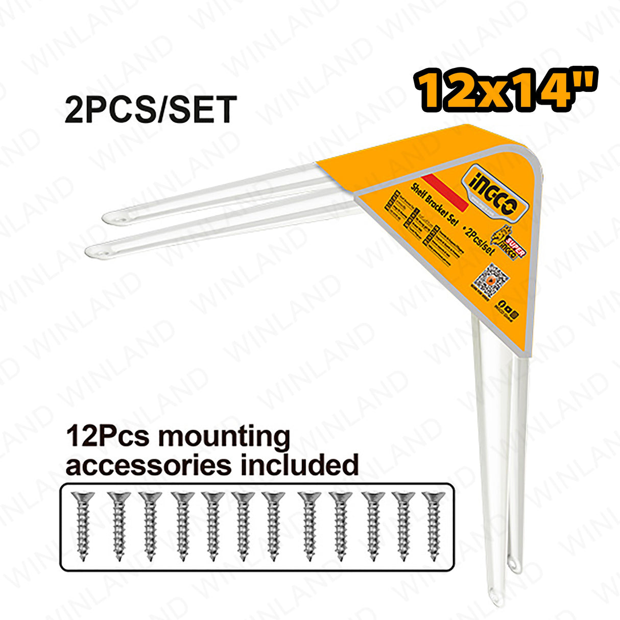 2PCS/SET Heavy Duty Shelf Brackets with 12pcs x Screws Attachment ING-AC