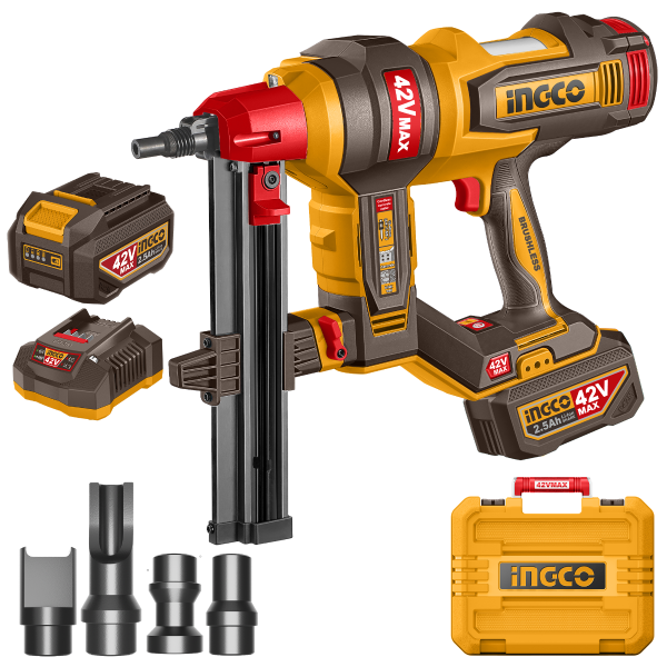 Ingco 42V Brushless Cordless Concrete Nailer Kit CCNLI420602