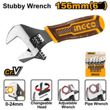 Ingco 2-In-1 Stubby Adjustable Wrench For Hand Tools HADWS088 (IHT)
