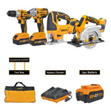 INGCO Lithium-Ion Cordless 4pcs Combo Kit Cordless Circular Saw Cordless Drill Cordless Impact Driver Cordless Jigsaw CKLI2010