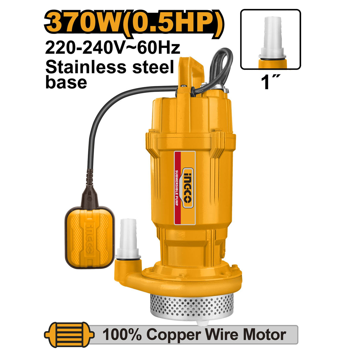 Ingco Submersible Water Pump 370W(0.5HP) | 550W (0.75HP) SPC370 | SPC550 (IPT)