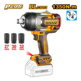 Ingco P20S/20V 4pcs Cordless Combo Kit (2pcs Cordless Impact Wrench & 2pcs Cordless Work Lamp) COSLI250782 (ICO)