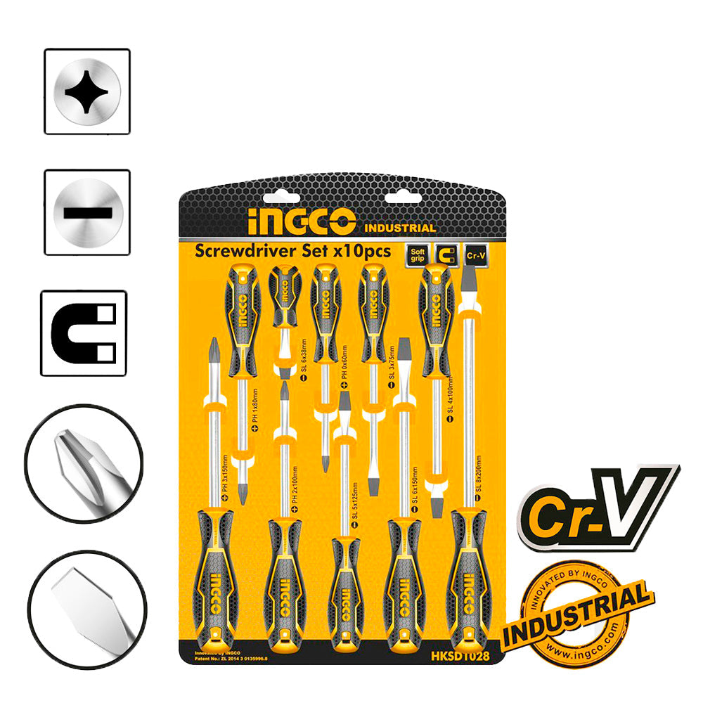 Ingco 10 Pcs Screw driver Set HKSD1028 - Winland Depot