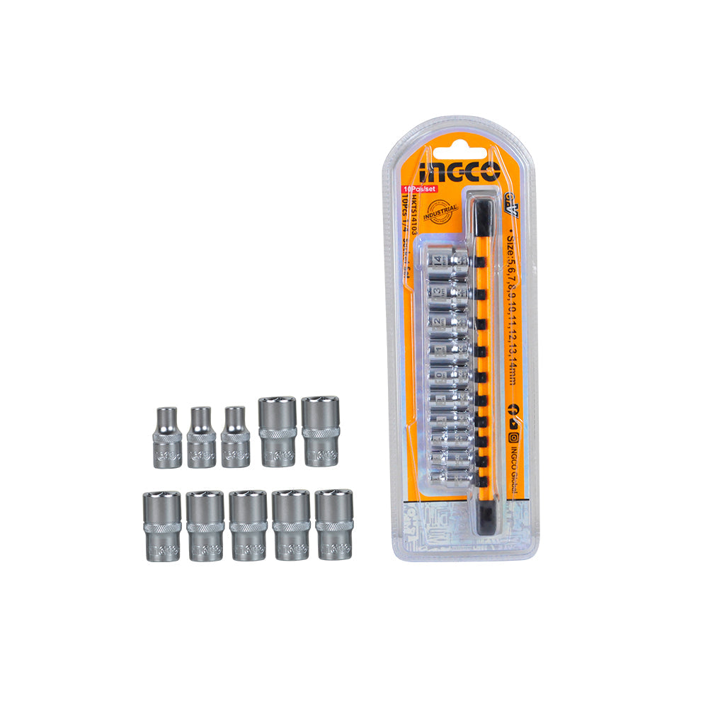 Ingco Industrial 10 Pcs 1/4-Inch Socket Set HKTS14103