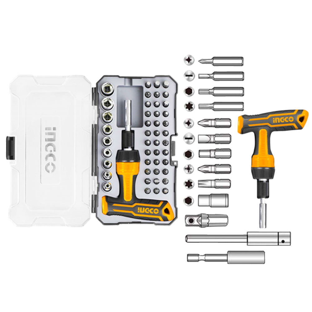 Ingco Industrial 47pcs T-Handle Wrench Screwdriver Set HKSDB0478
