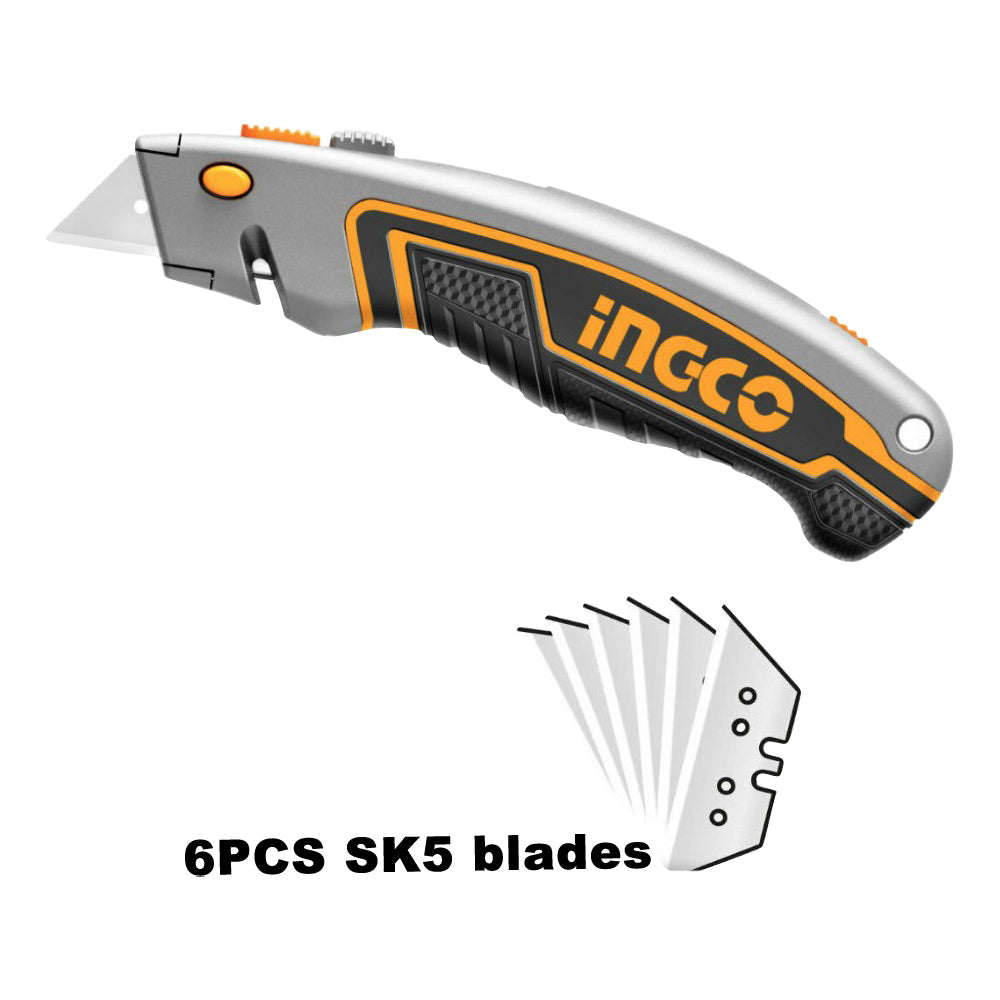 Ingco Utility Knife with SK5 (6 Pcs Blade) HUK6128