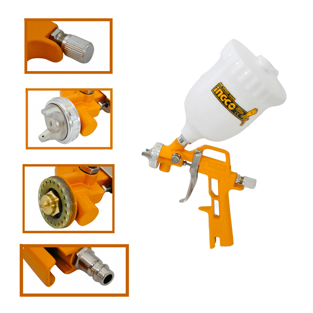 Ingco Air Spray Gun 600cc with 1.5mm Nozzle Suitable for Base Coating ASG240613