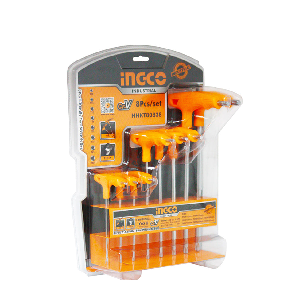 Ingco Industrial 8 Pcs T-Handle Torx Wrench Set HHKT80838
