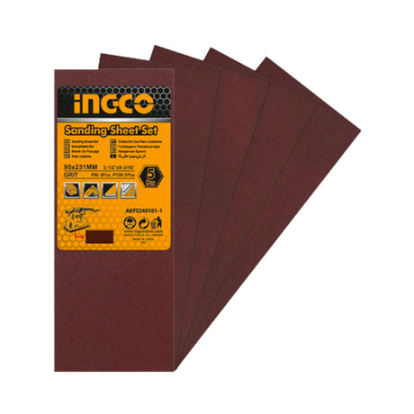 Ingco 5 Pcs / Set Sanding Sheet Set 90X231mm AKFS240101 - 1 - Winland Depot