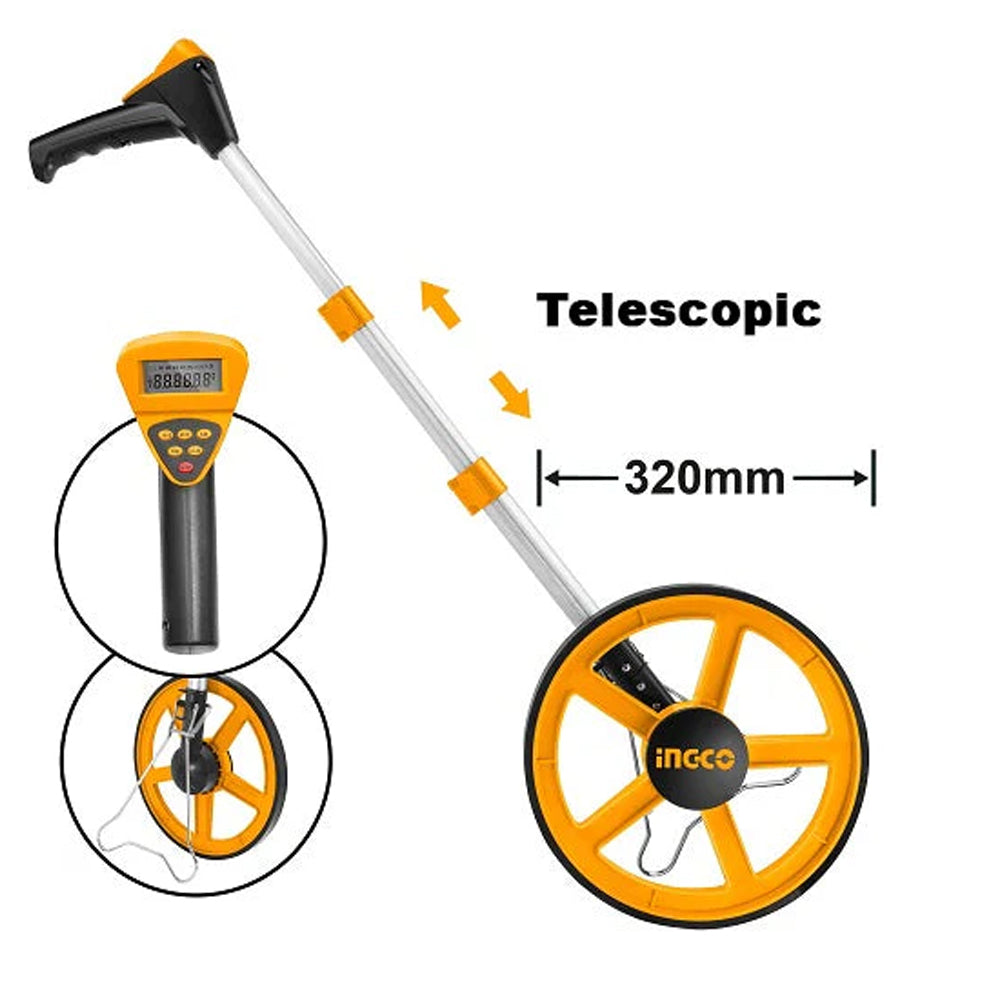 Ingco Digital Display Measuring Wheel with Stand Metric & Inch HDMW23