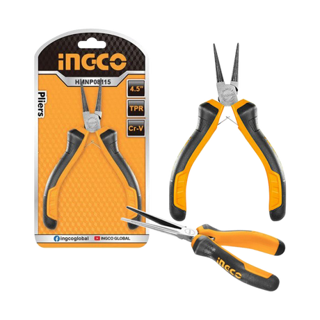 Ingco 4.5"/115mm Polish and Anti - Rust Plier Oil Mini Round Nose Pliers HMNP08115 - Winland Depot