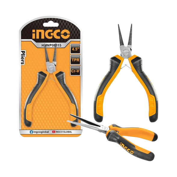 Ingco 4.5"/115mm Polish and Anti - Rust Plier Oil Mini Round Nose Pliers HMNP08115 - Winland Depot