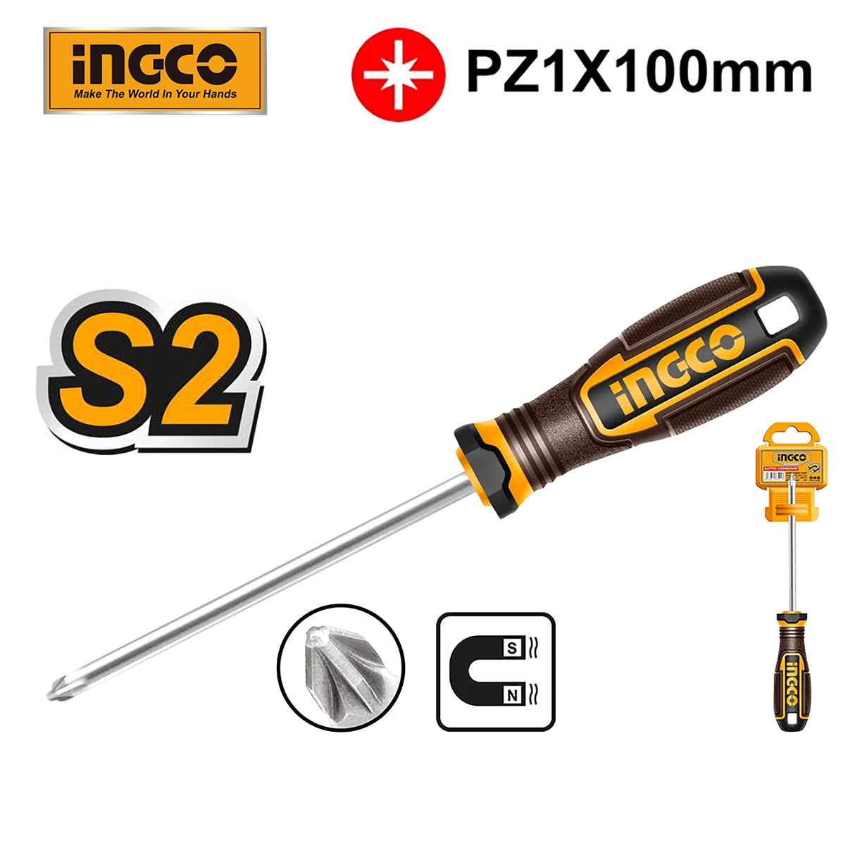 Pozidriv Philips Screwdriver (Round Shank) PZ1 x 100mm HSDPZ1100