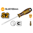 INGCO slotted screwdriver SL4 x 100mm magnetic tip HSDSL4100