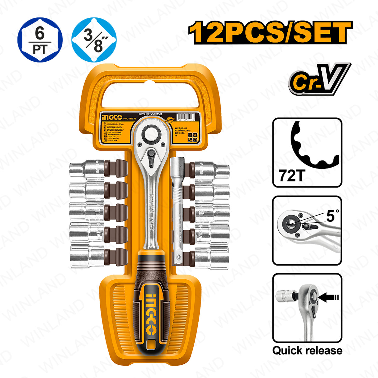 Set of 57 Pieces 1/4in & 3/8in & 1/2in Socket Set COS23092 ING-HT