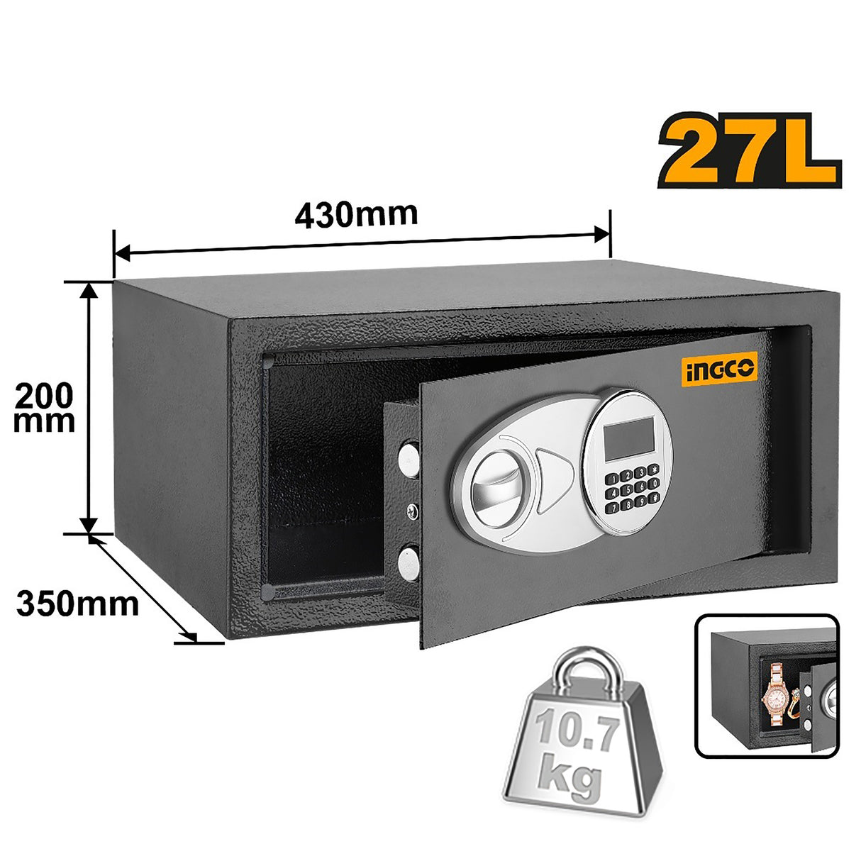 Ingco Electronic Safe Volume: 27L External Dimensions ESF3502 ING-HT