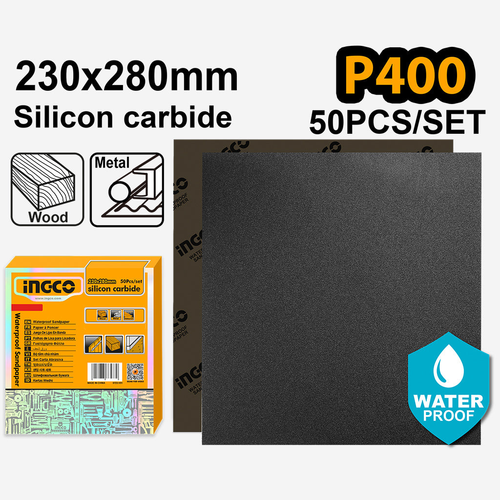 Silicon Carbide Waterproof Sandpaper Size:230x280mm Grit:P60-P2000 50pcs/Set ING-HT