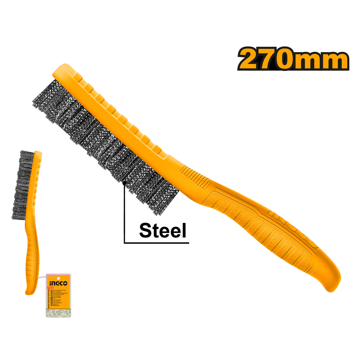 Ingco 270mm Steel Wire Brush with Plastic handle, 5 Rows HKTWB2705 ING-HT