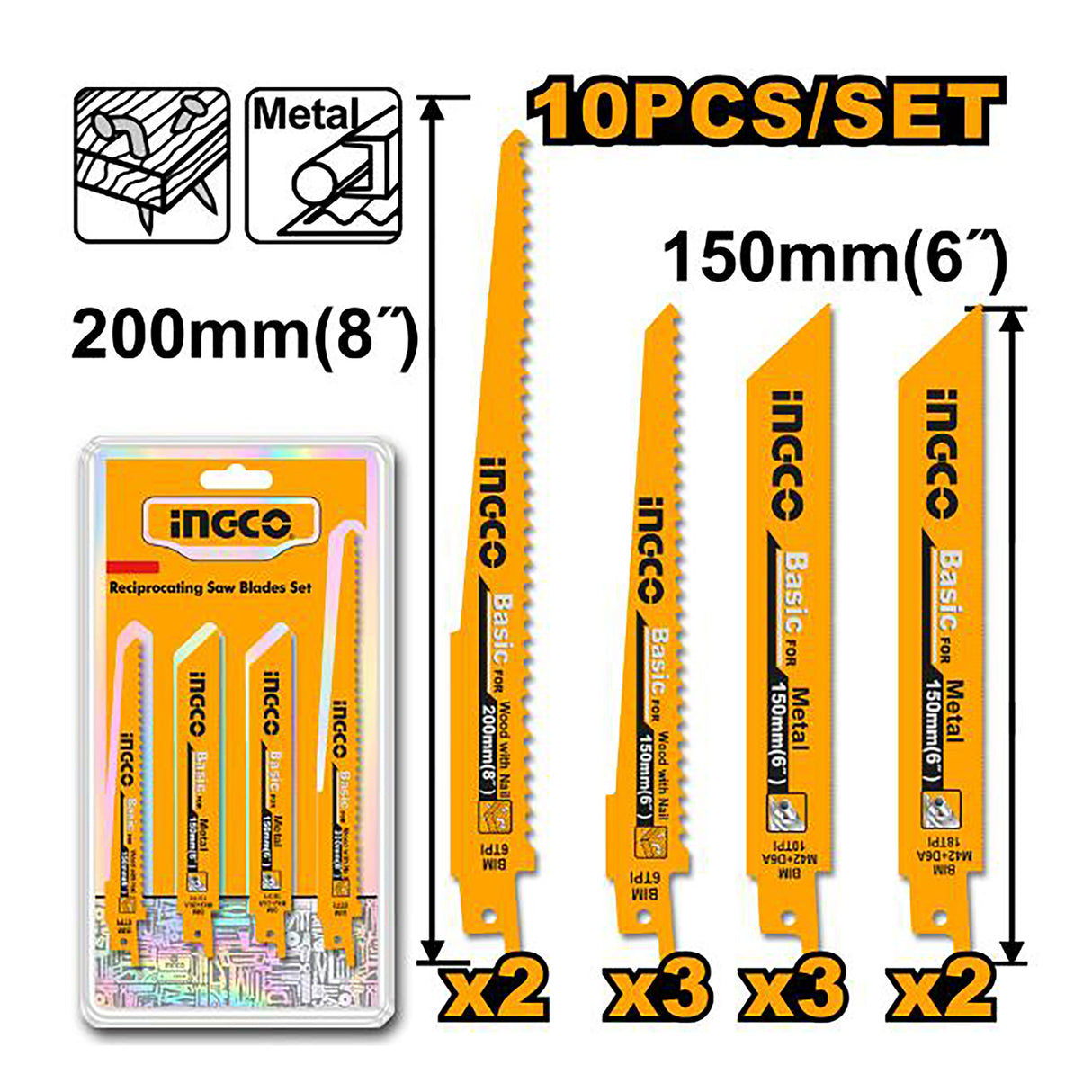 10pcs Reciprocating Saw Blades Set RSB1001 ING-HT