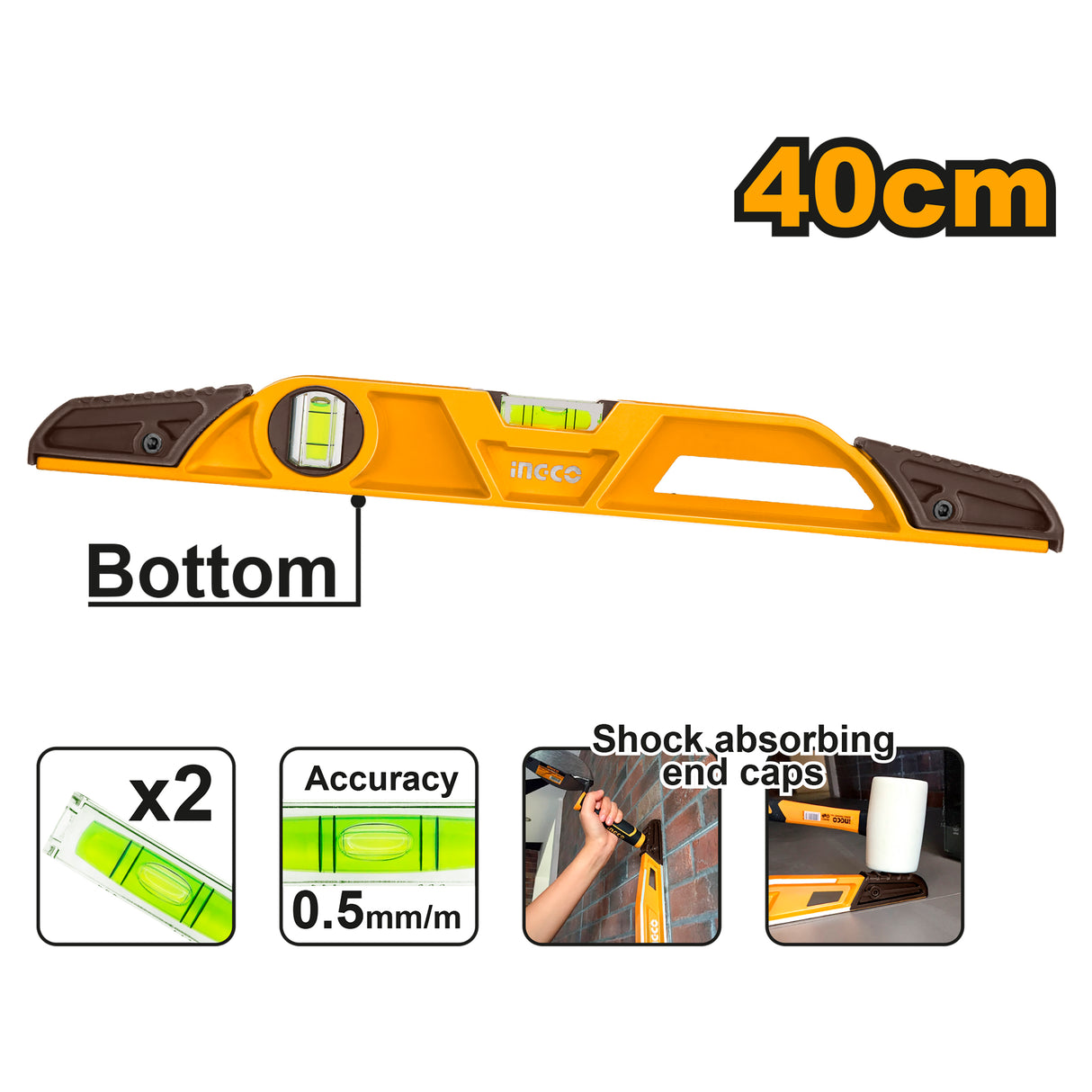 450g Heavy-Duty Mason's Level 40cm Leveling Tool HBSL08040 ING-HT