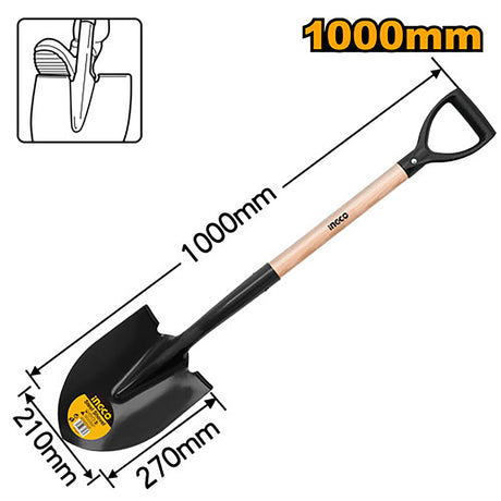 Steel Square / Round Shovel with Wooden Handle HSSH1108 ING-HT