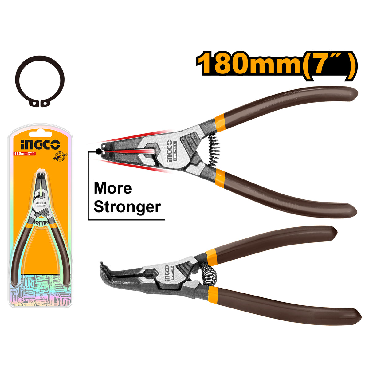 7inch/180mm Circlip Pliers Bent Head External HCCP261802 ING-HT