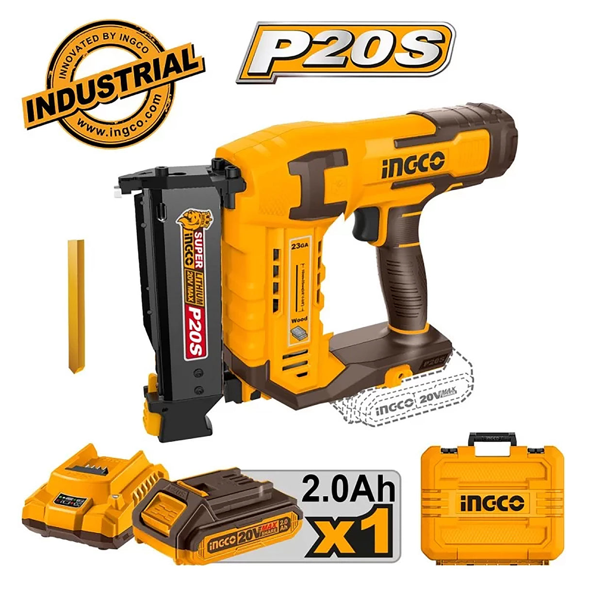 P20S/20V Lithium-Ion Cordless Pin Nailer Kit ING-CT