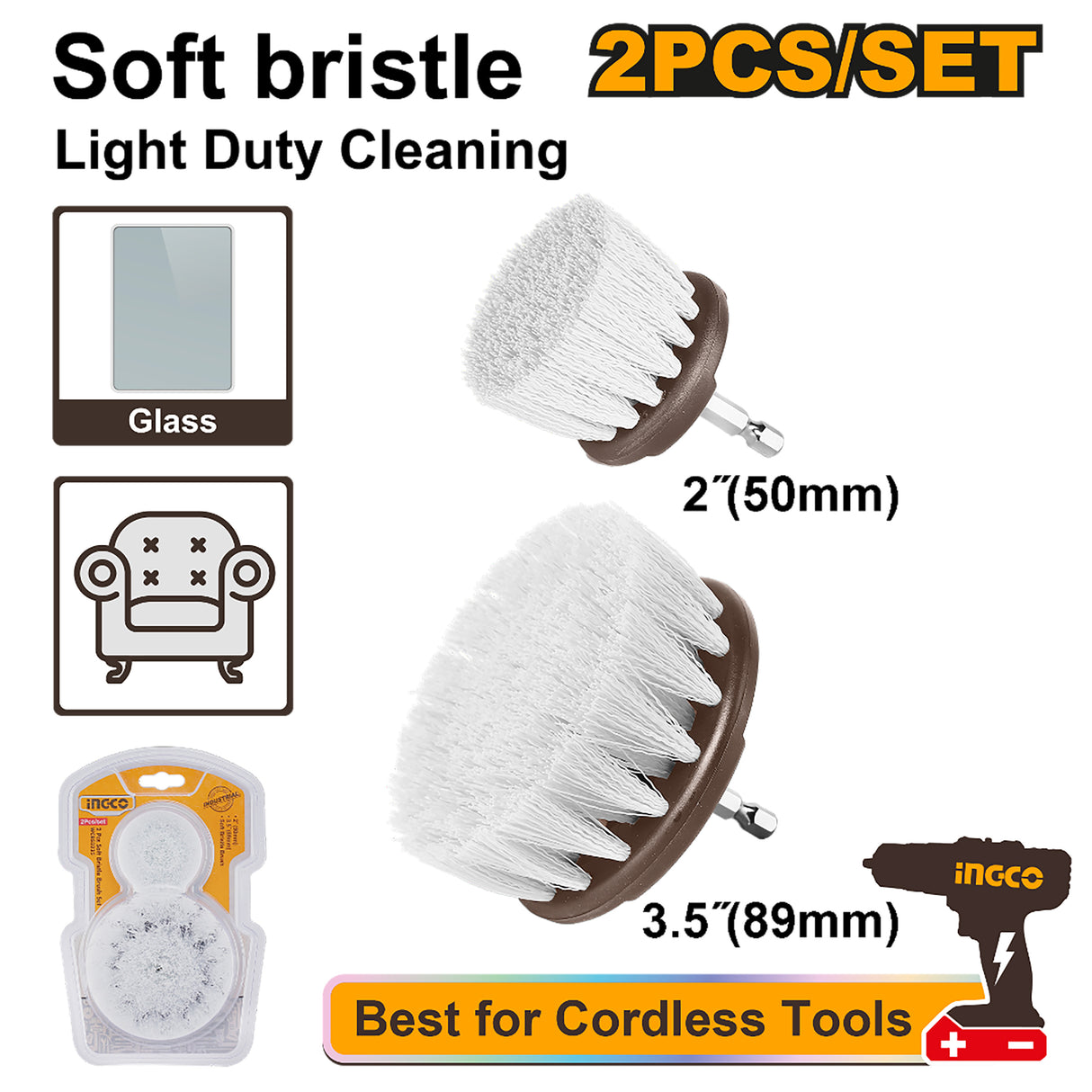 Set of 2 pieces Soft Bristle Brush Cleaning Set WCBS3235 ING-HT