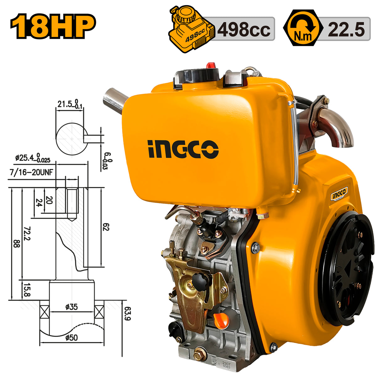 16HP-20HP Single-Cylinder Vertical 4-Stroke Air Cooled Diesel Marine Engine ING-PT